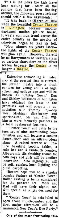 Center Theatre - 1959 Article About Closure And Re-Opening As Teen Club (newer photo)